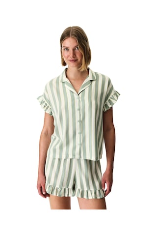 Penti Açık Yeşil Sage Çizgili Gömlek Şortlu Pijama Takımı