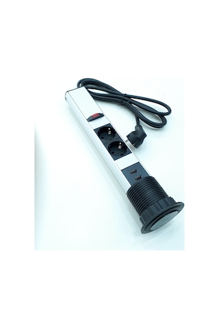 Masa Üstü Priz Bas Aç Tezgah Dolap Gizli Priz 2 Usb 2 220V Pop Up