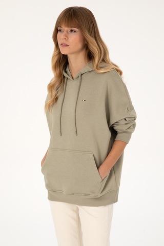U.S. Polo Assn. Kadın Açık Haki Şardonlu Kapüşonlu Sweatshırt 50313567-VR183