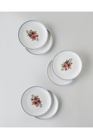English Home Lilya Porselen 6'lı Pasta Seti 19 Cm Renkli Çok Renkli