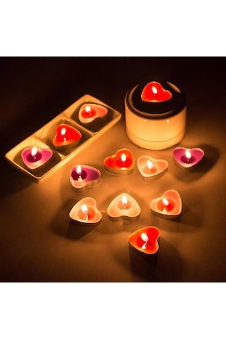 50 Li Kalp Mum Sarı Tealight Mum Doğum Günü Parti Süsleme Sarı