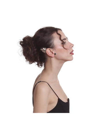 Kadın Gümüş Renk Lak Kaplama Taşlı Yaprak Stilizesi Sağ Kulak Earcuff & Kıkırdak Küpe Çok Renkli