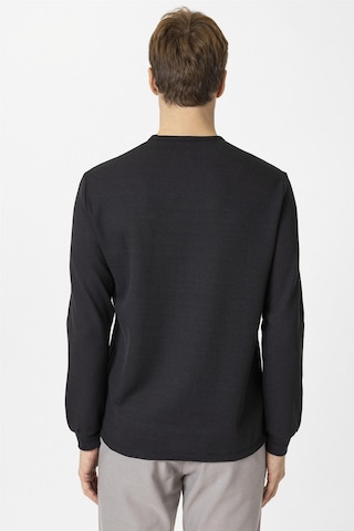 Süvari Siyah Slim Fit Armürlü Bisiklet Yaka Sweatshirt