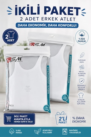 Alfa Aksesuar 03 Bsm Erkek 2 Li Atlet 11033 Beyaz