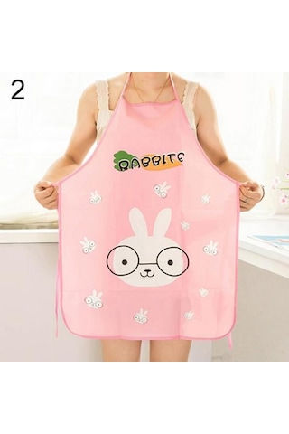 Kadın Sevimli Karikatür Su Geçirmez Önlük Mutfak Restoran Pişirme Önlük Önlükleri Pembe