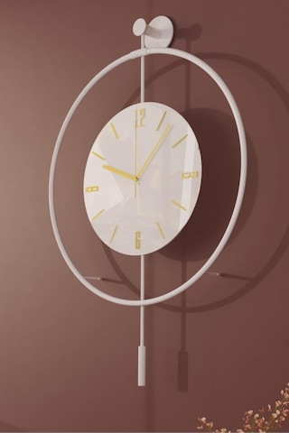 Metaquartz Aksesuar Büyük Boy 50x75cm - Beyaz Timelles - Pilli Led Sistemi - Metal Mobilya Duvar Saati Beyaz50 5 Çok Renkli