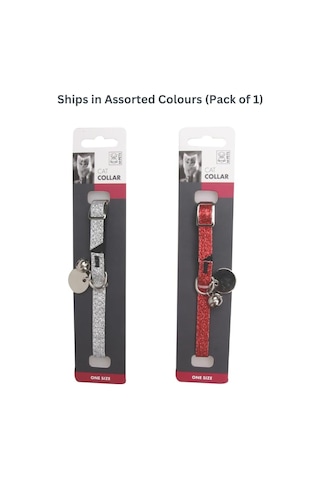 Glıtter Simli Zilli Kedi Boyun Tasması Silver/red