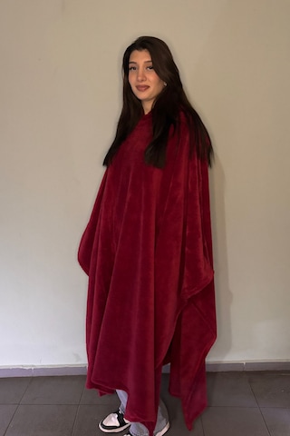 Giyilebilir Hoodie Battaniye Rahat Kalıp Tek Beden Kırmızı
