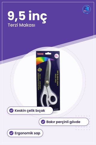 Terzi Makas 9,5 İnç Şeffaf Saplı Keskin Bıçaklı Kumaş Kesme Dikiş