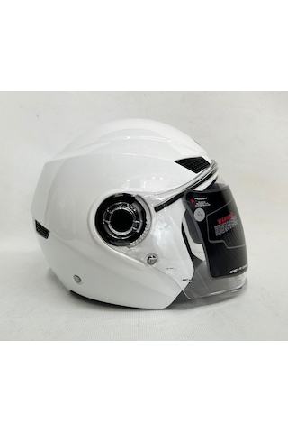 Gdr Yarım Kask Of-627 Parlak Beyaz Şefaf Vizörlü