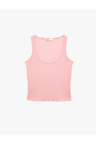 Koton U Yaka Kolsuz Fitilli Atlet Pijama Üstü Pembe 6slk90005mk Gül
