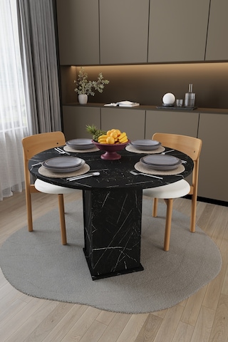 Modern Dolaplı 4 Kişilik Mutfak Yemek Masası %100 Mdf Mutfak Yemek Odası Masası Ym04 Royal Mermer