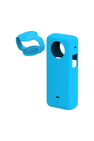 Ranyeek Insta360 X3 Panoramik Kamera İçin Mavi Silikon Korumalı Kılıf + Lens Kapağı