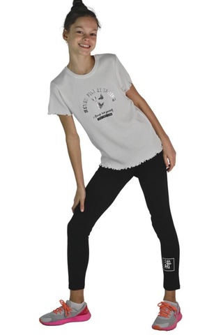 Kız Çocuk Iam Art Yazılı Likralı Siyah Renk Mevsimlik Tayt Siyah