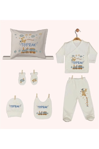 Pia Baby Gl 1944-08 İsme Özel Yastık Zıbın Set Krem