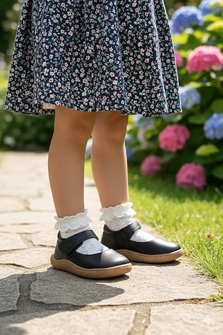 Kiko Kids Lida %100 Deri Günlük Kız Bebek Babet Ayakkabı Siyah