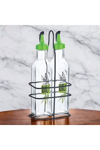 Qlux Metal Standlı Perge Kare Yağlık 2li Set 250 Cc Şeffaf