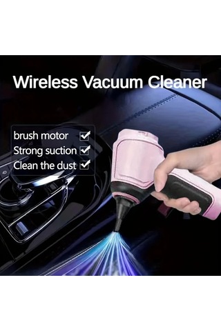 Fochsia 1 Adet Pembe Taşınabilir El Tipi Şarjlı Elektrikli Süpürge Üfleyici Ve Emici Aksesuarlı Araç Ev Ofis