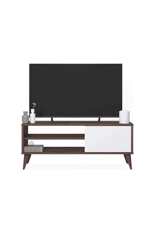 Ceviz Renkli 110 Cm Tv Ünitesi, Kitaplık Ve Tv Sehpası Açık Ceviz
