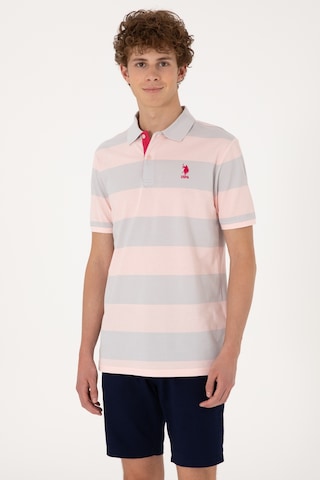 U.S. Polo Assn. Erkek Regular Fit Pudra Polo Yaka Çizgili Tişört 50306827-VR042