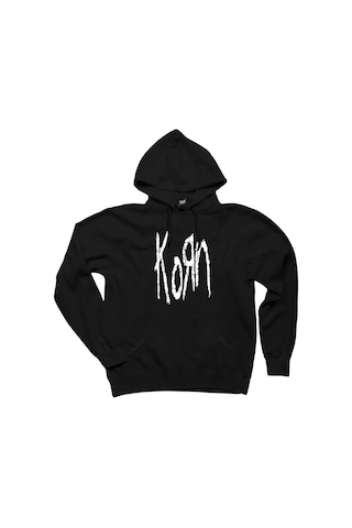 Korn Logo Siyah Kapşonlu Unisex Sweatshirt Hoodie Siyah