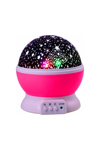 Dönen Renkli Gece Lambası Pembe Pembe
