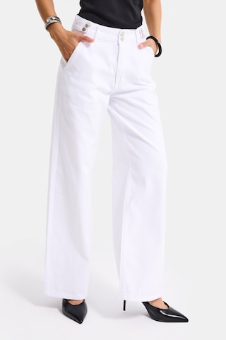 it's basic Kadın Beyaz 5s6-2 Wide Leg Kemer Detaylı Denim Jean