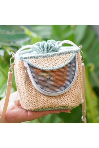 Honmex Küçük Evcil Hayvanlar İçin Hava Geçirgen, Sıcakklıklı Taşınabilir Çanta - Papağan, Hamster, Guinea Pig İçin Dışarı Çıkış Çantası Yeşil Gümüş