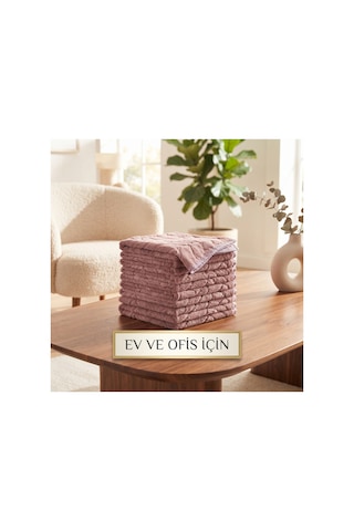 Premium Soft Gül Kurusu Mor Yaprak Desenli Peluş Mikrofiber Bez 30x40 Cm Çok Amaçlı Ev, Ofis Ve Oto İçin