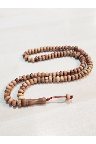 Zeytin Ağacı Tekerlek Kesim 8x6mm Namaz Tesbihi Açık Kahverengi