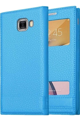 Samsung Galaxy C7 Uyumlu Pencereli Kapaklı Magnum Kılıf