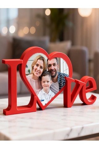 Love Yazılı 3d Fotoğraf Çerçevesi - Sevgililer Günü Hediyesi