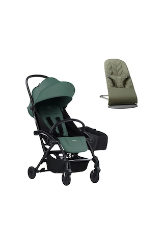 Babybjörn Bliss Ana Kucağı Petal Woven Anthracite & Bumprider Connect³ Black-olive Bebek Arabası - Yan Düzenleyici Çanta