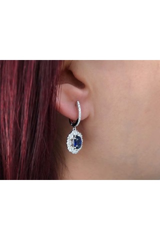 Sirius 0,84 Karat Pırlanta Ve Safir Anturaj Küpe 0823E0022