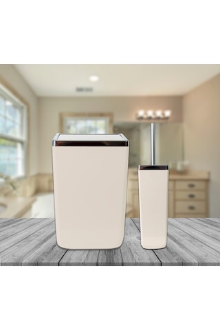 Primanova Toskana Çöp Kovası Ve Tuvalet Fırçası Bej