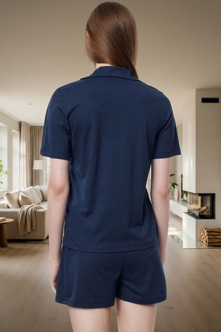 Ersefa Ayıcıklı Pijama Takımı Rahat Şık Pamuklu Trend Tasarım Premium Ka Lacivert