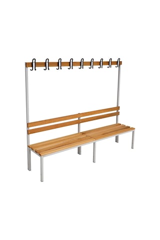 Ayakkabılıksız 6 Ayaklı Tek Taraflı Bank, Kanca Şeritli Bank, 9 Kanca, 200x43x170 Cm, Spor Bankı