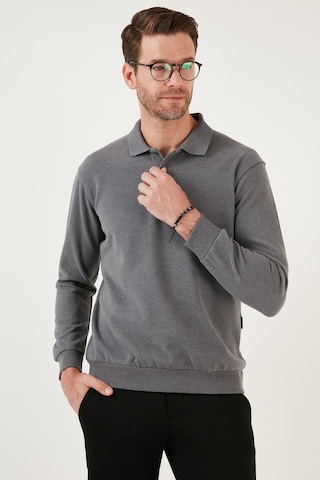 Buratti Pamuk Karışımlı Regular Fit Erkek Polo Yaka Kazak 456223 Koyu Gri