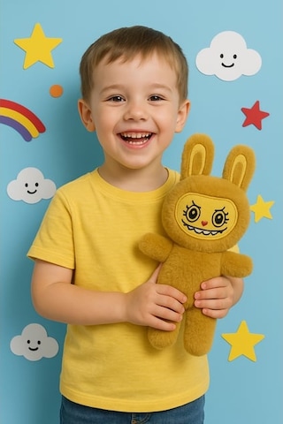 Labubu Peluş Bebek Dekoratif Oyuncak, Uyku Arkadaşı Labubu Oyuncak - Kahverengi