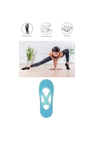 1 Adet Kadın Kaydırmaz Tabanlı Yoga Pilates Fitness Dans Ve Spor Çorabı Açık Yeşil