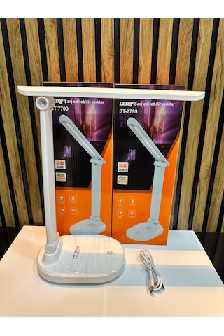 St-7799 Göz Koruyucu, Katlanabilir Led Masa Lambası 2400 Mah Şarjlı, 3 Kademeli Işık Ayarı Beyaz