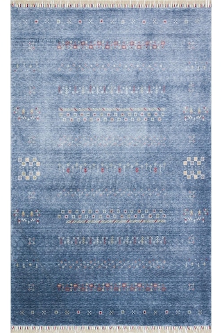 Hoom Rugs Nepal Zr 06 Bambu Viskon Mavi Modern Uşak Desenli Halı Mavi