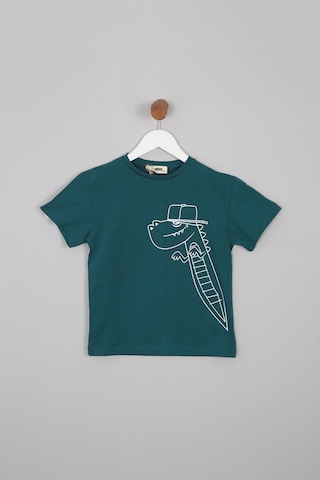Luess Dinazor Baskılı Regular Fit Kısa Kollu Erkek Çocuk Tişört Yeşil