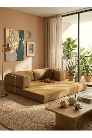 Reflekta Sünger Koltuk Rollpack Kanepe Relax 90x190 Yatak Koltuk Demonte Hardal Sarısı