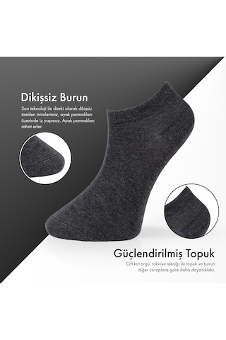 Saf Bambu Erkek Patik Düz Siyah Çorap Dikişsiz Premium Hediye Kutulu 6'lı Prime Bamboo Serisi L5952aznb Antrasit