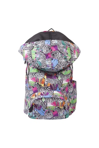 Unisex Su Geçirmez Tropikal Zebra Desenli Çıkarılabilir Kapüşonlu Sırt Çantası