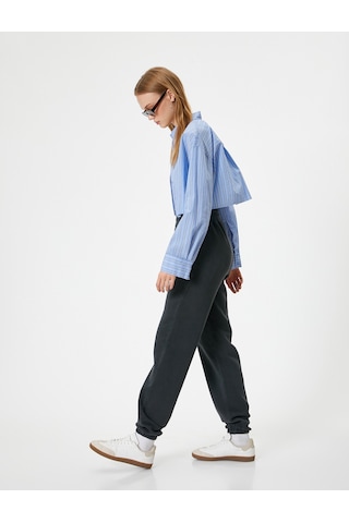 Koton Jogger Eşofman Altı Relax Fit Yıkamalı Beli Lastikli Cepli Antrasit 5wal40008ık Antrasit