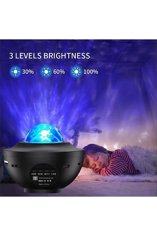 Starry Light Yıldızlı Atmosfer Gökyüzü Efekti Ay Ve Nebula Yansıtma Uzaktan Kumandalı Gece Lambası-379