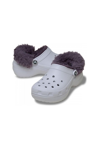 Crocs Classic Platform Fuzz Lined Clog Frosted Grape Terlik 212854-5bo Lila - Mor