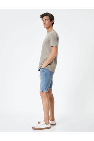 Koton Kot Şort Slim Fit Düğmeli Cepli Katlı Paça Açık İndigo 4sam40312nd Açık İndigo